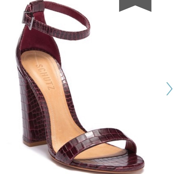 SCHUTZ Shoes - Schutz Enida Croc Embossed Ankle Strap Sandal